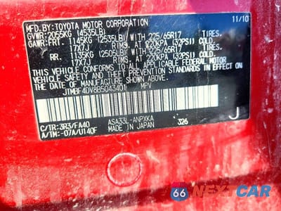 Zdjęcie 13 z 13 samochodu: 2011 TOYOTA RAV4 BASE VIN:JTMBF4DV8B5043401 - miniatura