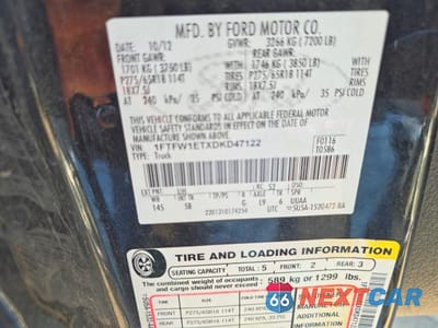 Zdjęcie 10 z 10 samochodu: 2013 FORD F150 SUPERCREW VIN:1FTFW1ETXDKD47122 - miniatura