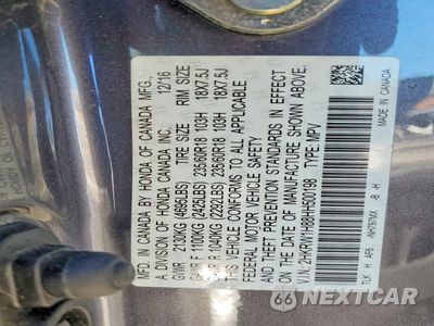 Zdjęcie 14 z 14 samochodu: 2017 HONDA CR-V EXL VIN:2HKRW1H88HH500198 - miniatura