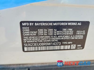 Zdjęcie 12 z 12 samochodu: 2024 BMW X5 XDRIVE40I VIN:5UX23EU08R9W14373 - miniatura