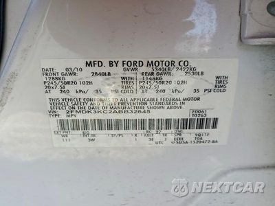 Zdjęcie 13 z 13 samochodu: 2010 FORD EDGE LIMITED VIN:2FMDK3KC2ABB32645 - miniatura