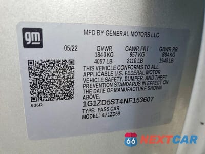 Zdjęcie 12 z 12 samochodu: 2022 CHEVROLET MALIBU LT VIN:1G1ZD5ST4NF153607 - miniatura