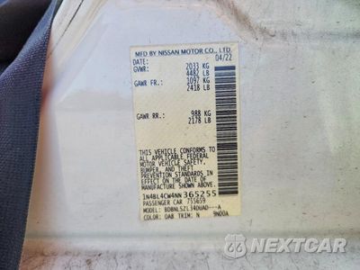 Zdjęcie 12 z 12 samochodu: 2022 NISSAN ALTIMA SR VIN:1N4BL4CW4NN365255 - miniatura