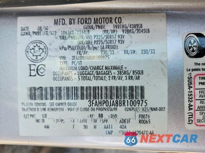 Zdjęcie 12 z 12 samochodu: 2011 FORD FUSION SEL VIN:3FAHP0JA8BR100975 - miniatura