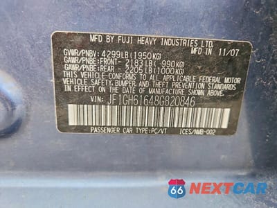 Zdjęcie 13 z 13 samochodu: 2008 SUBARU IMPREZA 2.5I VIN:JF1GH61648G820846 - miniatura