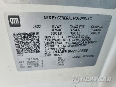 Zdjęcie 12 z 12 samochodu: 2022 GMC SIERRA K1500 VIN:1GTPUAEK6NZ592588 - miniatura