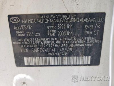 Zdjęcie 12 z 12 samochodu: 2019 HYUNDAI ELANTRA SE VIN:5NPD74LF4KH487990 - miniatura