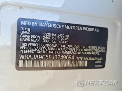 Zdjęcie 12 z 12 samochodu: 2018 BMW 530E VIN:WBAJA9C58JB249694 - miniatura