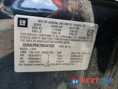Zdjęcie 13 z 13 samochodu: 2013 CHEVROLET EQUINOX LT VIN:2GNALPEK7D6347022 - miniatura