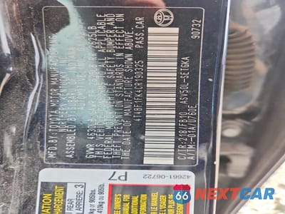 Zdjęcie 12 z 12 samochodu: 2012 TOYOTA CAMRY XLE VIN:4T4BF1FK4CR190325 - miniatura
