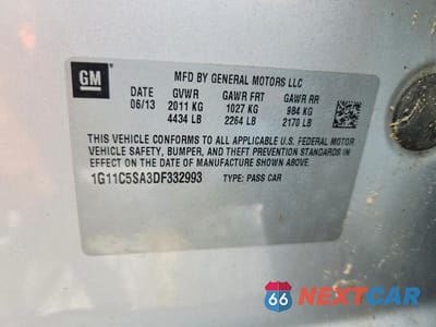 Zdjęcie 12 z 12 samochodu: 2013 CHEVROLET MALIBU 1LT VIN:1G11C5SA3DF332993 - miniatura