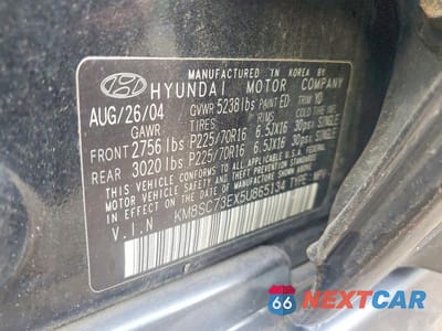 Zdjęcie 13 z 13 samochodu: 2005 HYUNDAI SANTA FE GLS VIN:KM8SC73EX5U865134 - miniatura