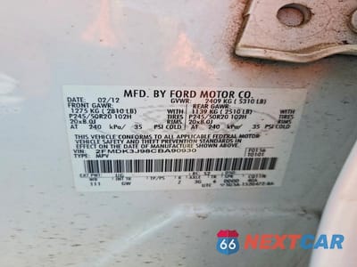 Zdjęcie 14 z 14 samochodu: 2012 FORD EDGE SEL VIN:2FMDK3J98CBA90930 - miniatura