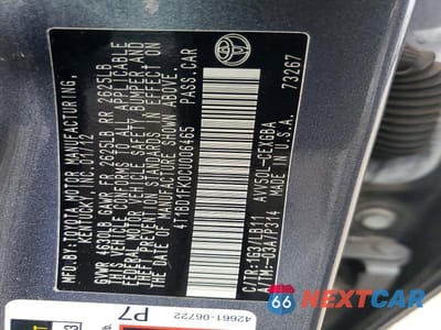 Zdjęcie 13 z 13 samochodu: 2012 TOYOTA CAMRY HYBRID XLE VIN:4T1BD1FK0CU006465 - miniatura