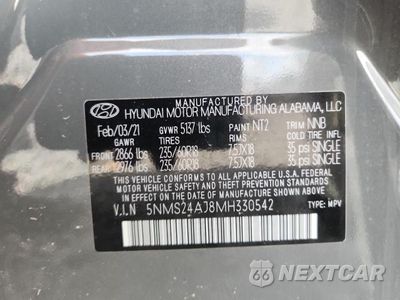 Zdjęcie 13 z 13 samochodu: 2021 HYUNDAI SANTA FE SEL VIN:5NMS24AJ8MH330542 - miniatura