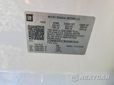 Zdjęcie 13 z 13 samochodu: 2019 CHEVROLET TAHOE K1500 VIN:1GNSKEKC3KR267243 - miniatura