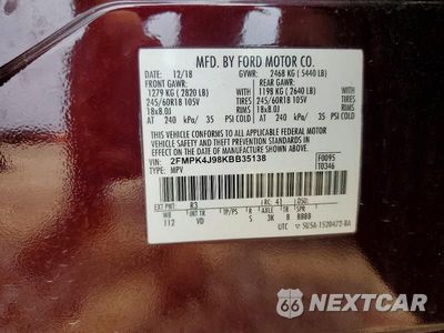 Zdjęcie 13 z 13 samochodu: 2019 FORD EDGE SEL VIN:2FMPK4J98KBB35138 - miniatura