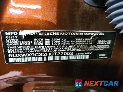 Zdjęcie 14 z 14 samochodu: 2017 BMW X3 XDRIVE28I VIN:5UXWX9C32H0T22052 - miniatura