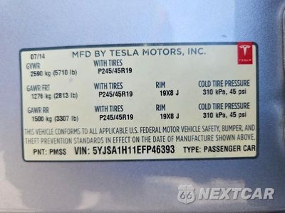 Zdjęcie 13 z 13 samochodu: 2014 TESLA MODEL S VIN:5YJSA1H11EFP46393 - miniatura