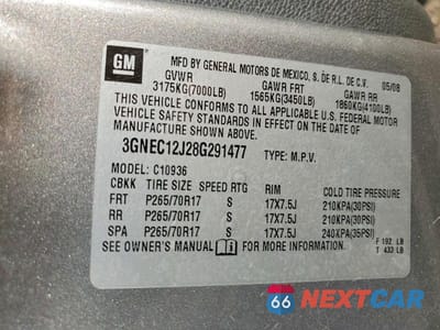 Zdjęcie 12 z 12 samochodu: 2008 CHEVROLET AVALANCHE C1500 VIN:3GNEC12J28G291477 - miniatura
