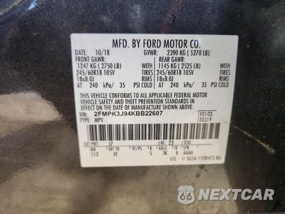 Zdjęcie 13 z 13 samochodu: 2019 FORD EDGE SEL VIN:2FMPK3J94KBB22607 - miniatura