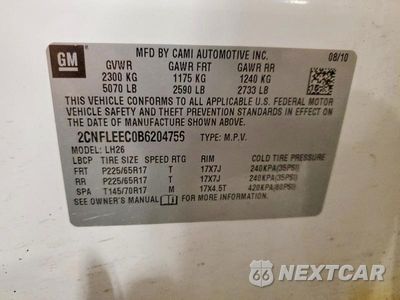 Zdjęcie 13 z 13 samochodu: 2011 CHEVROLET EQUINOX LT VIN:2CNFLEEC0B6204756 - miniatura