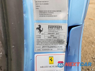 Zdjęcie 12 z 12 samochodu: 2017 FERRARI CALIFORNIA T VIN:ZFF77XJA4H0224346 - miniatura