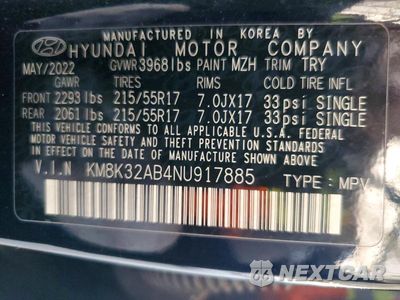Zdjęcie 12 z 12 samochodu: 2022 HYUNDAI KONA SEL VIN:KM8K32AB4NU917885 - miniatura