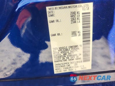 Zdjęcie 12 z 12 samochodu: 2018 NISSAN LEAF SV VIN:1N4AZ1CP4JC301868 - miniatura