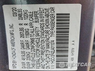 Zdjęcie 12 z 12 samochodu: 2020 HONDA ACCORD HYBRID EX VIN:1HGCV3F42LA011074 - miniatura