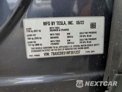Zdjęcie 13 z 13 samochodu: 2022 TESLA MODEL X VIN:7SAXCDE51NF351237 - miniatura