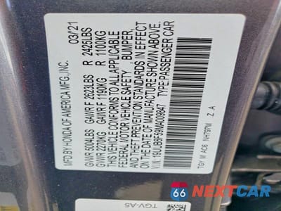 Zdjęcie 12 z 12 samochodu: 2021 ACURA TLX TECH A VIN:19UUB6F59MA009847 - miniatura