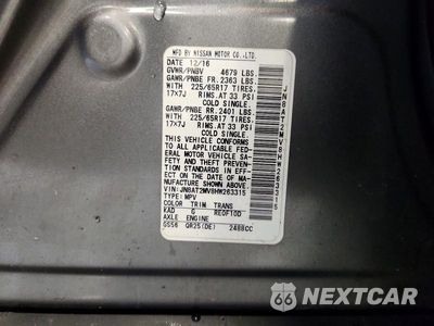 Zdjęcie 13 z 13 samochodu: 2017 NISSAN ROGUE S VIN:JN8AT2MV8HW263315 - miniatura