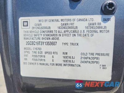 Zdjęcie 13 z 13 samochodu: 2000 CHEVROLET SILVERADO C1500 VIN:2GCEC19T3Y1353607 - miniatura