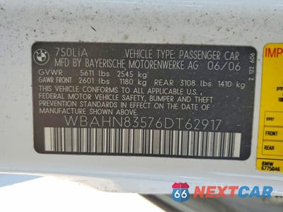 Zdjęcie 13 z 13 samochodu: 2006 BMW 7 SERIES 740IL VIN:WBAHN83576DT62917 - miniatura