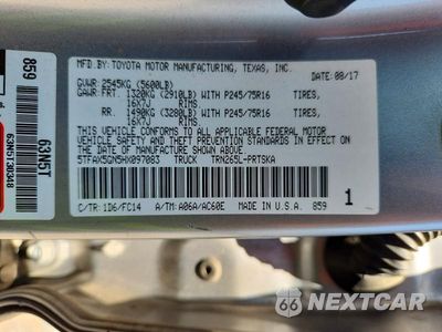 Zdjęcie 12 z 12 samochodu: 2017 TOYOTA TACOMA SR5 VIN:5TFAX5GN5HX097083 - miniatura