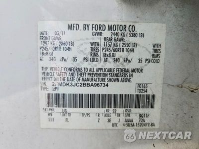 Zdjęcie 14 z 14 samochodu: 2011 FORD EDGE SEL VIN:2FMDK3JC2BBA96734 - miniatura