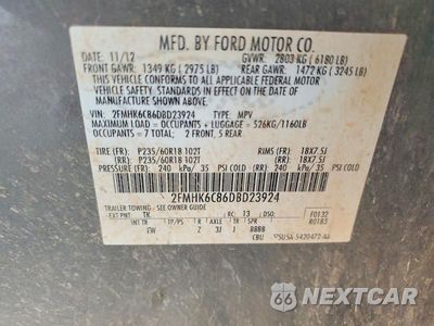 Zdjęcie 13 z 13 samochodu: 2013 FORD FLEX SEL VIN:2FMHK6C86DBD23924 - miniatura