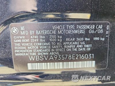 Zdjęcie 12 z 12 samochodu: 2008 BMW M3 VIN:WBSVA93578E216031 - miniatura