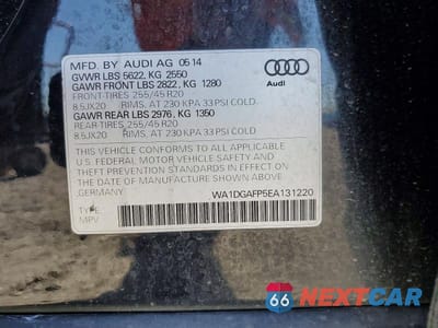 Zdjęcie 14 z 14 samochodu: 2014 AUDI Q5 PREMIUM PLUS VIN:WA1DGAFP5EA131220 - miniatura