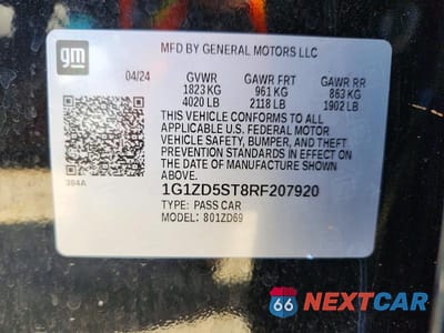 Zdjęcie 12 z 12 samochodu: 2024 CHEVROLET MALIBU LT VIN:1G1ZD5ST8RF207920 - miniatura