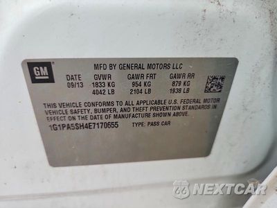 Zdjęcie 12 z 12 samochodu: 2014 CHEVROLET CRUZE LS VIN:1G1PA5SH4E7170655 - miniatura