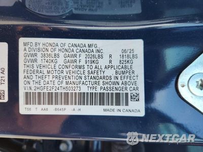 Zdjęcie 13 z 13 samochodu: 2026 HONDA CIVIC LX VIN:2HGFE2F24TH503273 - miniatura