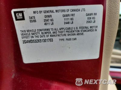 Zdjęcie 12 z 12 samochodu: 2005 BUICK LACROSSE CXL VIN:2G4WD532X51301763 - miniatura