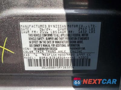 Zdjęcie 12 z 12 samochodu: 2024 NISSAN SENTRA S VIN:3N1AB8BV5RY383204 - miniatura
