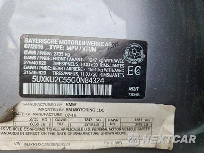 Zdjęcie 12 z 12 samochodu: 2016 BMW X6 XDRIVE35I VIN:5UXKU2C55G0N84324 - miniatura