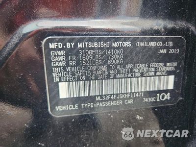 Zdjęcie 12 z 12 samochodu: 2019 MITSUBISHI MIRAGE G4 SE VIN:ML32F4FJ5KHF11471 - miniatura