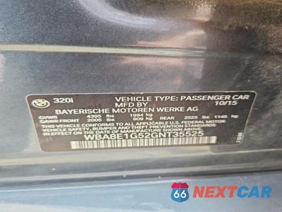 Zdjęcie 12 z 12 samochodu: 2016 BMW 320 I VIN:WBA8E1G52GNT35525 - miniatura