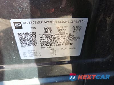 Zdjęcie 13 z 13 samochodu: 2022 CHEVROLET EQUINOX LT VIN:3GNAXUEV2NS216242 - miniatura