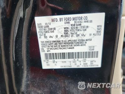 Zdjęcie 12 z 12 samochodu: 2012 FORD ESCAPE XLS VIN:1FMCU0C76CKC14425 - miniatura